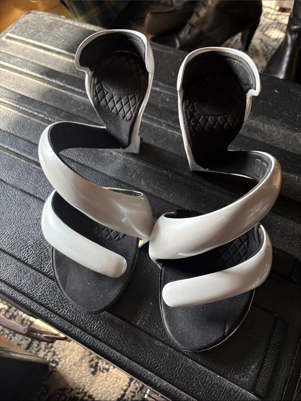 White Spiral Strap High-Heel Sandals